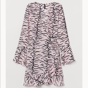 NWT H&M pink zebra crepe wrap dress - US6